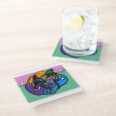 Dolphin wave  glasuntersetzer (Schrägansicht)