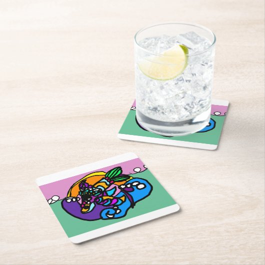 Dolphin wave  rechteckiger pappuntersetzer (Vor Ort)