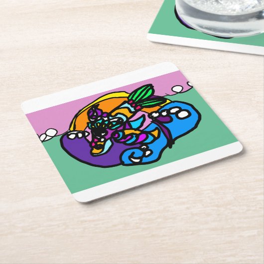 Dolphin wave  rechteckiger pappuntersetzer (angewinkelt)