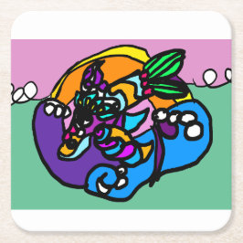 Dolphin wave  rechteckiger pappuntersetzer