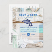Dolphin Wedding am Strand - Save the Date Ankündigungspostkarte (Vorne/Hinten)