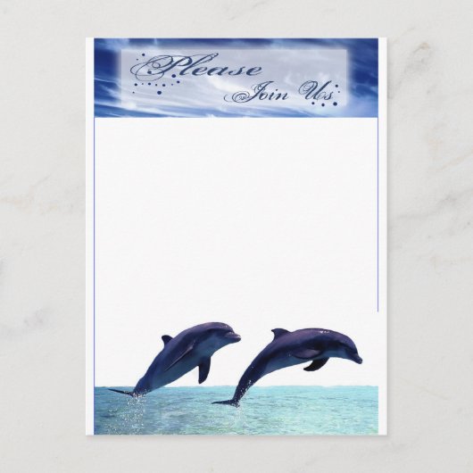 Dolphin Wedding Invitation Beach Wedding Empfang Einladungspostkarte (Vorderseite)