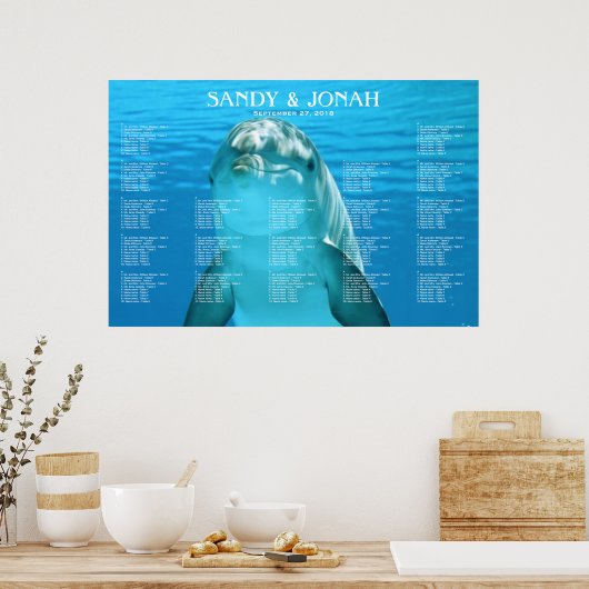 Dolphin Wedding Tropical Seating Chart Poster (Küche)