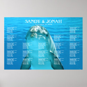 Dolphin Wedding Tropical Seating Chart Poster