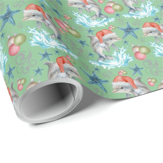 Dolphin Weihnachtswrapping Paper Geschenkpapier (Rolleneckpunkt)