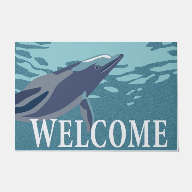 Dolphin Welcome Doormat | Niedliche Dolphin Doorma Fußmatte (Vorderseite)