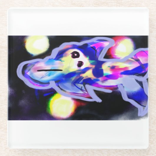 Dolphin-Welle Glasuntersetzer (Vorderseite)