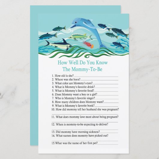 Dolphin Wie gut kennen Sie das Baby-Duschspiel? (Vorne/Hinten)