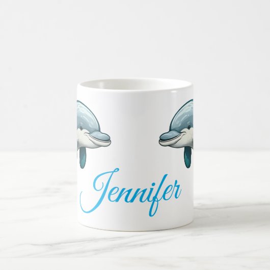Dolphin with custom Name blue sea animal Design Kaffeetasse (Mittel)