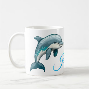 Dolphin with custom Name blue sea animal Design Kaffeetasse
