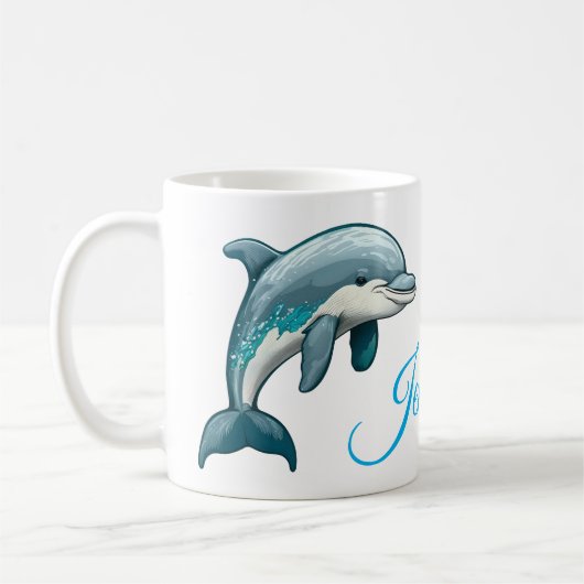 Dolphin with custom Name blue sea animal Design Kaffeetasse (Links)