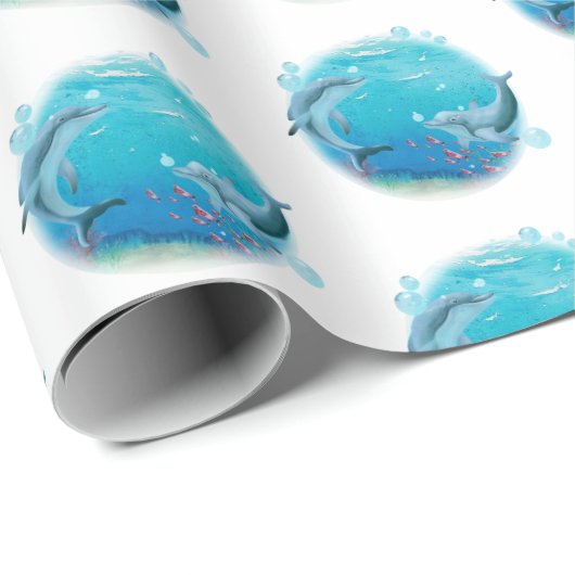 Dolphin World Geschenkpapier (Rolleneckpunkt)