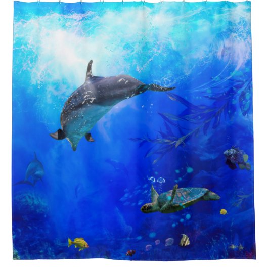 Dolphin World WIND AUF DEM WASSER Duschvorhang (Vorderseite)