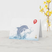 Dolphin zum 2. Geburtstag mit Rotem Ballon Karte (Gelbe Blume)