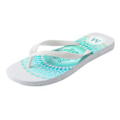 Dolphine Mandala Green White Monogram Badesandalen (Schrägansicht)