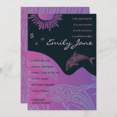 DOLPHINS Bat Mitzvah Einladung in Rosa (Vorne/Hinten)