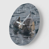 Dolphins Close-up Portrait, Tasmania, Australia Große Wanduhr (Winkel)
