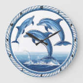 Dolphin's Embrace" - Nautical Rope Große Wanduhr (Vorderseite)