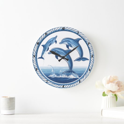 Dolphin's Embrace" - Nautical Rope Große Wanduhr (Zuhause)