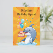 Dolphins Geburtstagskarte Einladung (Stehend Vorderseite)