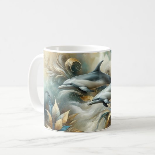 Dolphins Golden Botanical Dreamscape Kaffeetasse (Vorderseite Links)