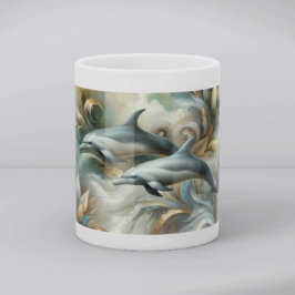 Dolphins Golden Botanical Dreamscape Kaffeetasse