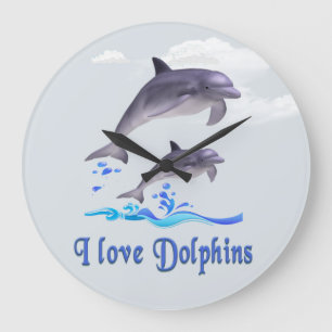 dolphins große wanduhr