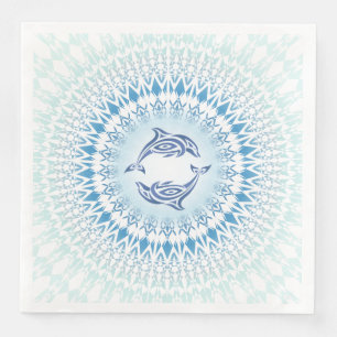 Dolphins Mandala Blue White Serviette