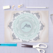 Dolphins Mandala Pale Blue Taupe Seidenpapier (Handwerk)