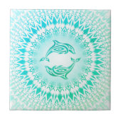 Dolphins Mandala Türkisgrün Fliese (Vorderseite)
