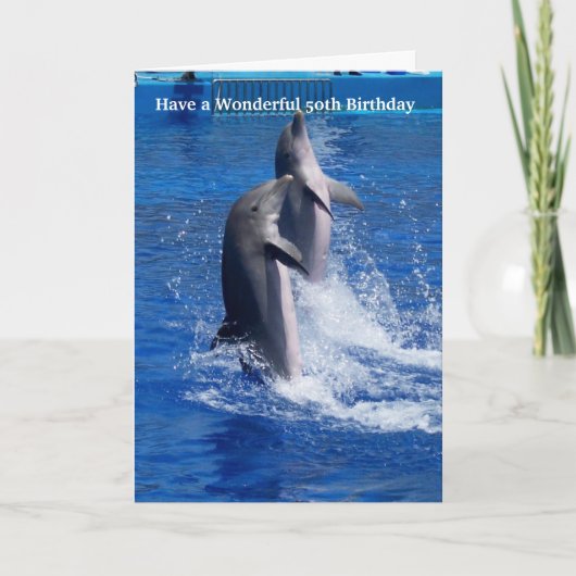 Dolphins Personalised 50th Birthday Karte (Vorderseite)