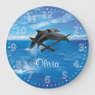Dolphins Personalizable Wall Clock Große Wanduhr