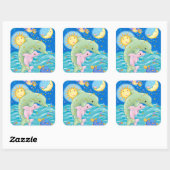 Dolphins Play Quadratischer Aufkleber (Blatt)