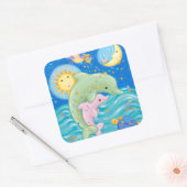 Dolphins Play Quadratischer Aufkleber (Umschlag)