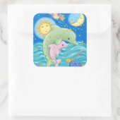 Dolphins Play Quadratischer Aufkleber (Tasche)