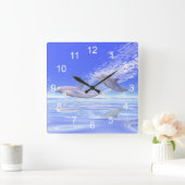 Dolphins Racing Quadratische Wanduhr (Zuhause)