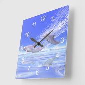 Dolphins Racing Quadratische Wanduhr (Winkel)