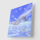 Dolphins Racing Quadratische Wanduhr (Winkel)