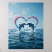 Dolphins Valentine Tropical Love Heart Ocean Poster (Vorne)