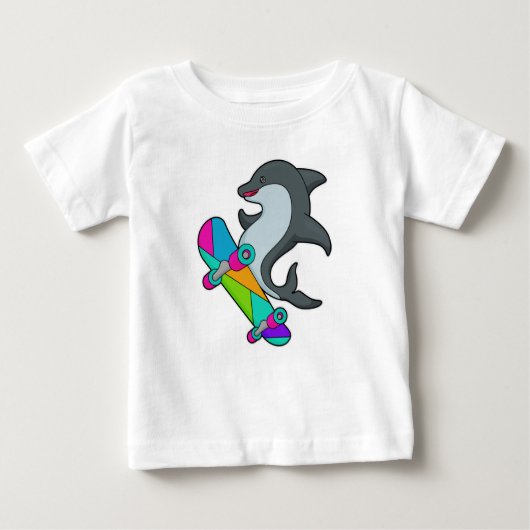 Dolpin als Skater mit Skateboard Baby T-shirt (Vorderseite)
