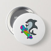 Dolpin als Skater mit Skateboard Button (Vorne & Hinten)