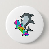 Dolpin als Skater mit Skateboard Button (Vorderseite)