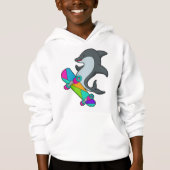 Dolpin als Skater mit Skateboard Hoodie (Vorderseite)