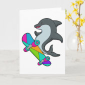Dolpin als Skater mit Skateboard Karte (Gelbe Blume)