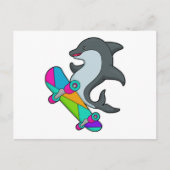 Dolpin als Skater mit Skateboard Postkarte (Vorderseite)