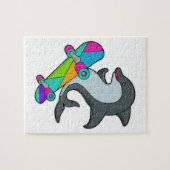 Dolpin als Skater mit Skateboard Puzzle (Horizontal)