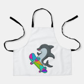 Dolpin als Skater mit Skateboard Schürze (Vorderseite)