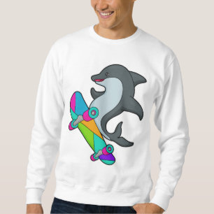 Dolpin als Skater mit Skateboard Sweatshirt