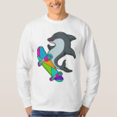 Dolpin als Skater mit Skateboard T-Shirt (Vorderseite)