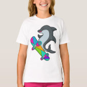 Dolpin als Skater mit Skateboard T-Shirt (Vorderseite)